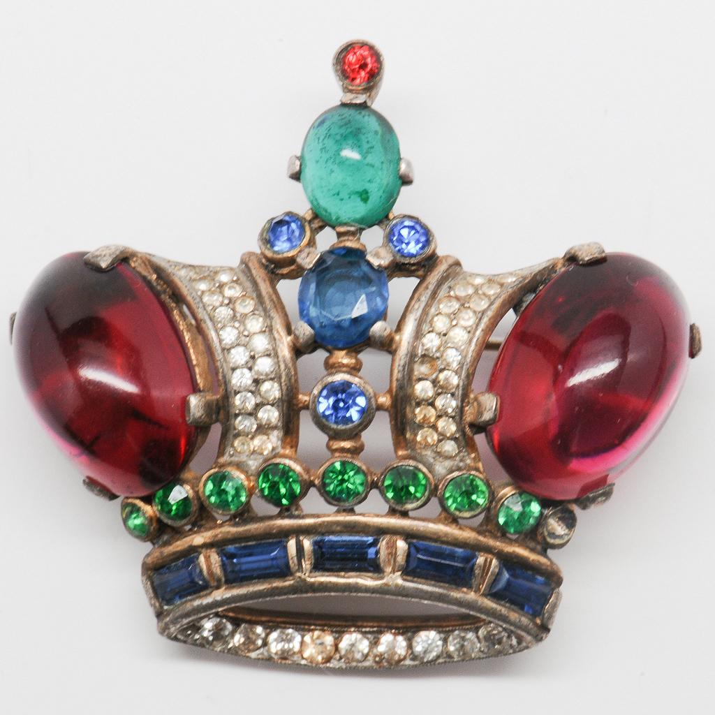 Alfred Philippe Trifari Large Early King Crown Brooch