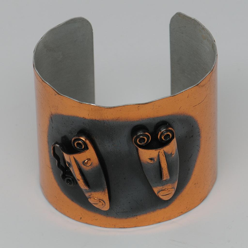 Rebajes Brazilian Tribal Masks Solid Copper Cuff Bracelet
