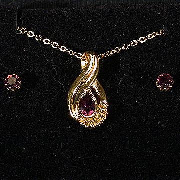 Avon Simulated Birthstone Swirl Gift Set--Simulated Amethyst