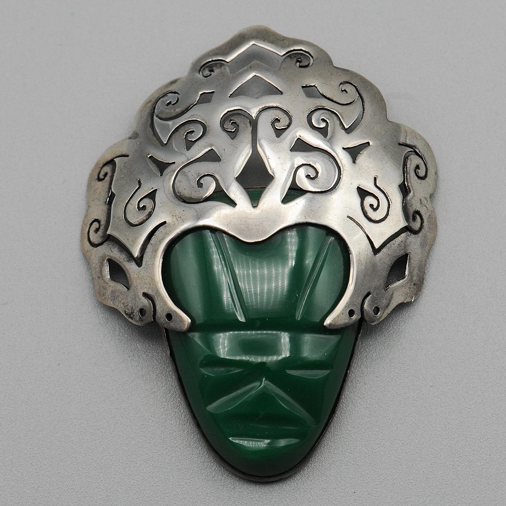 Spectacular Mexican Green Face Pin