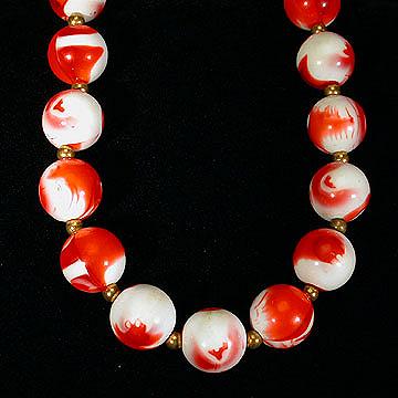 Strawberries and Cream Beaded Necklace