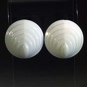 Layered White Plastic Circle Clip Earrings