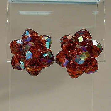 Laguna Amber Aurora Borealis Crystal Cluster Earrings