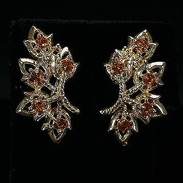 Coro Leaf Earrings with Citrine Rhinestones