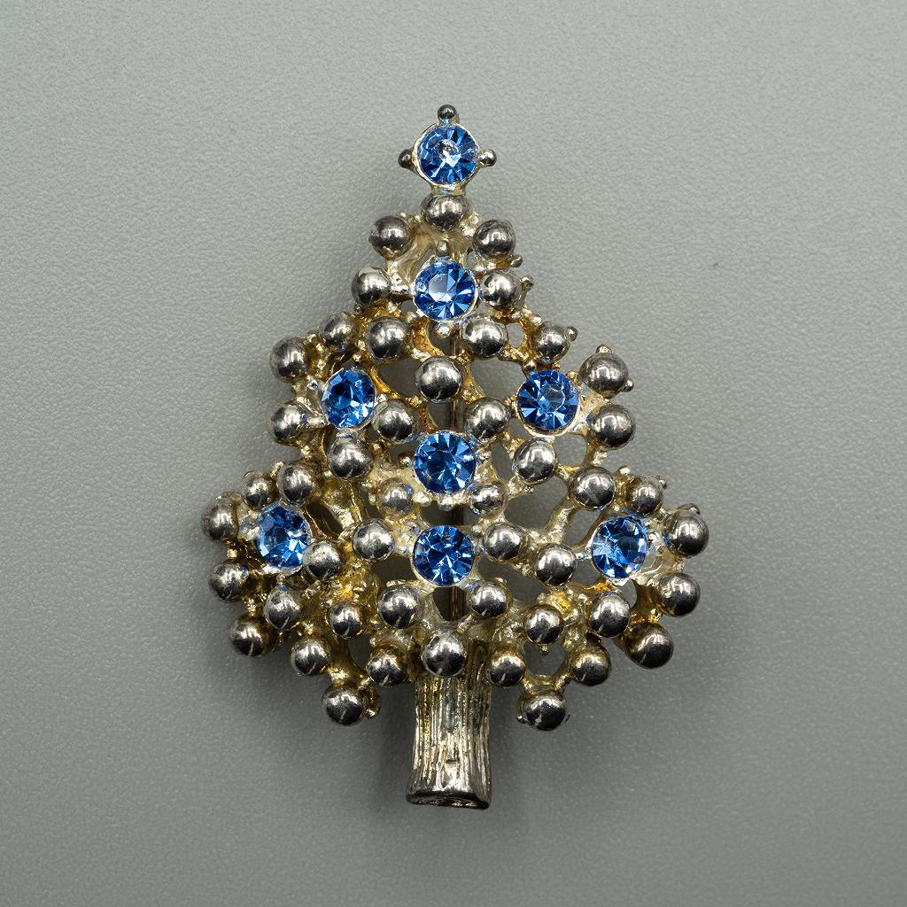 Mini Eisenberg Christmas Tree pin - Blue Stones