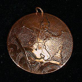 Large Copper Pendant w/ Siamese or Thai Dancer