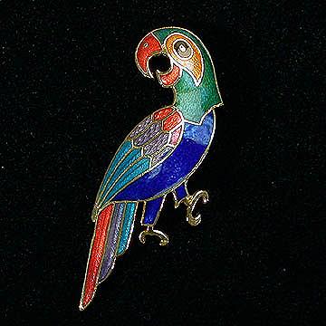 Brightly Enameled Parrot Pin