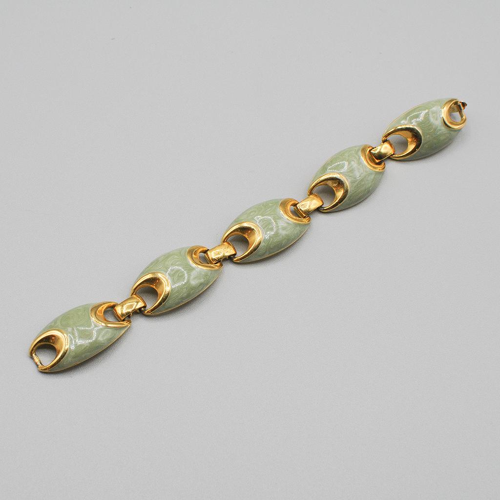 Napier Moss Green Enamel and Goldtone Bracelet