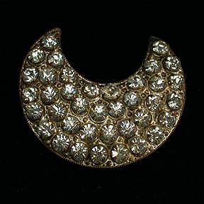 Very Old Crescent Moon Rhinestone Pin Brooch