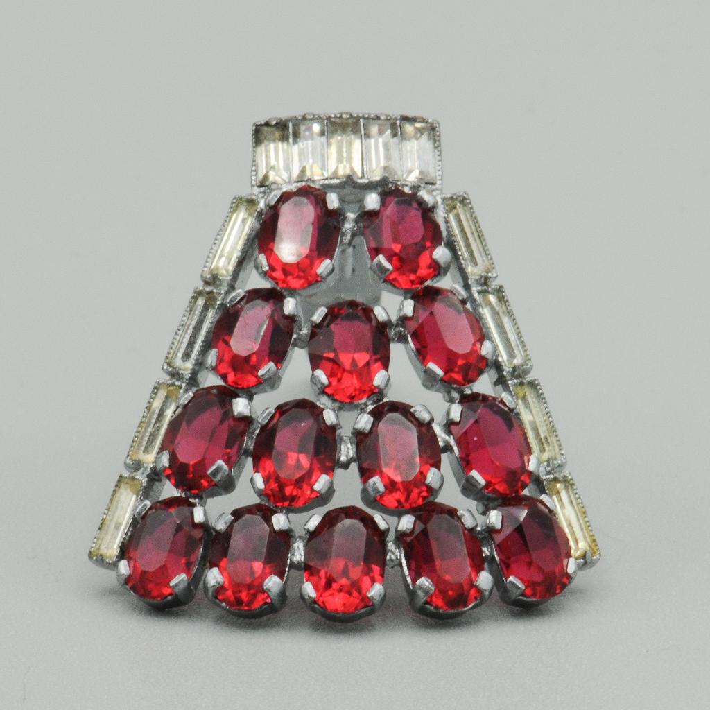 Stunning Art Deco Dress Clip - Red Stones