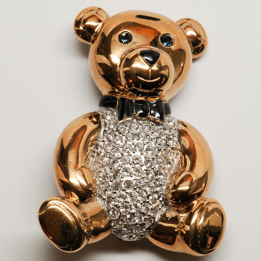 Charming Golden Carolee Teddy Bear Pin
