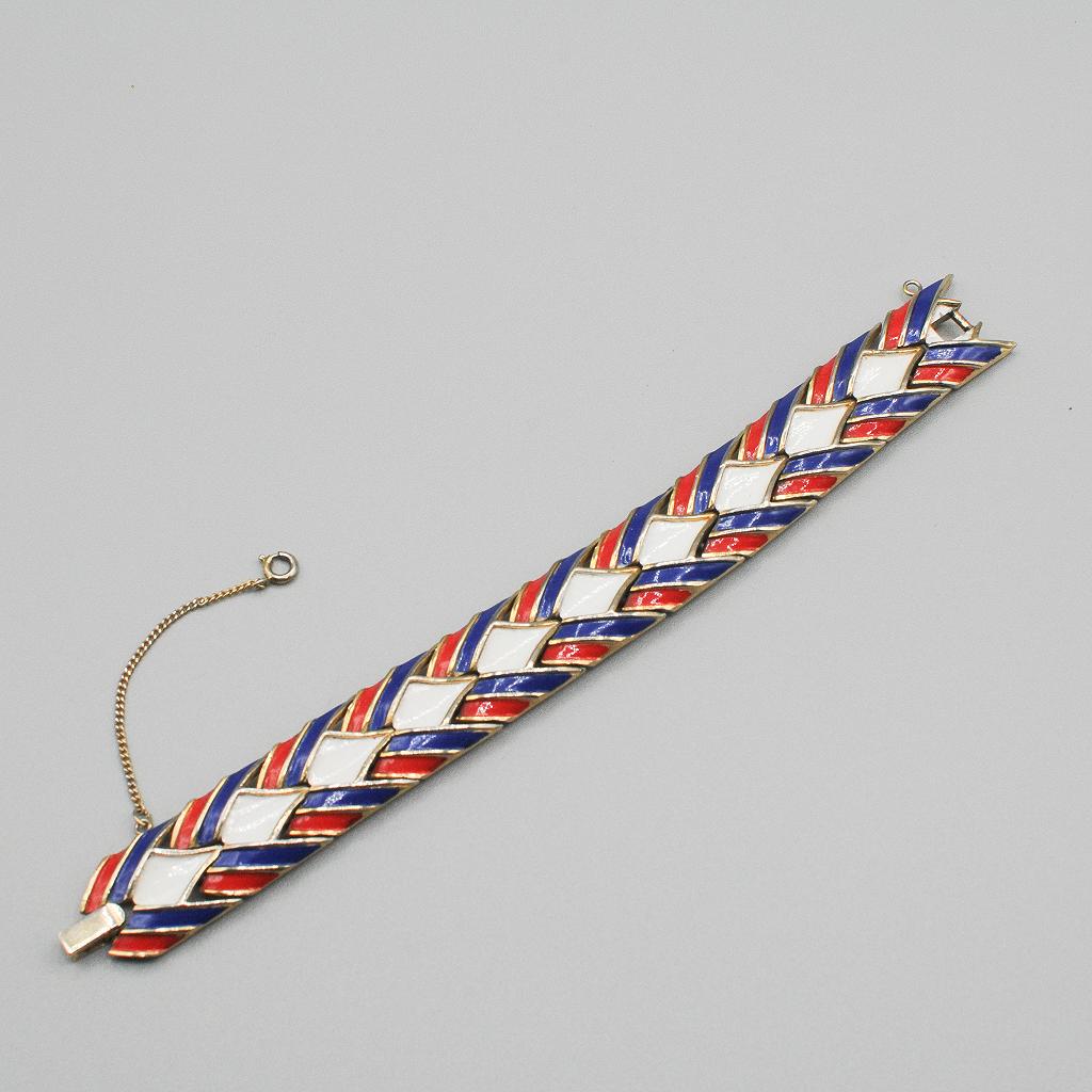 Trifari Red White and Blue Enamel Bracelet