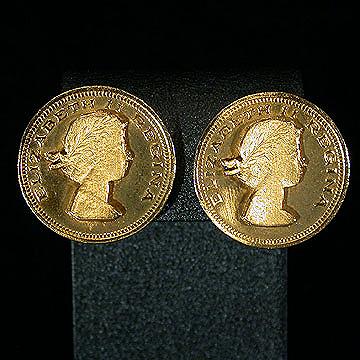 Queen Elizabeth II Coin Style Earrings
