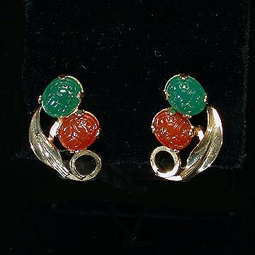 Goldtone Earrings with Scarab Stones