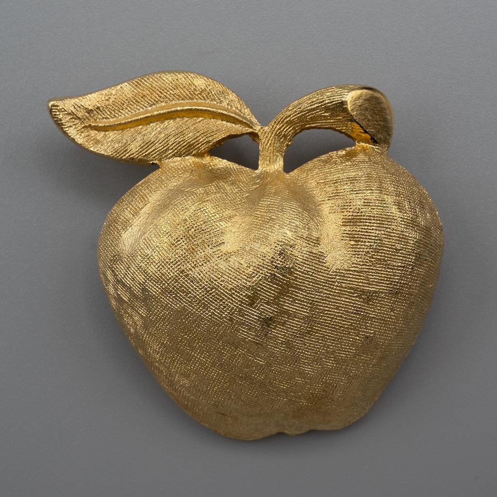 Coro Textured Goldtone Apple Brooch or Pin