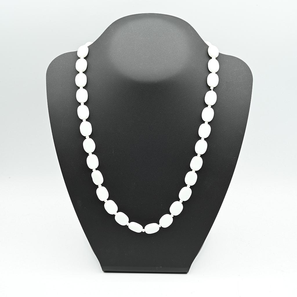 White Glass Lozenge Bead Necklace