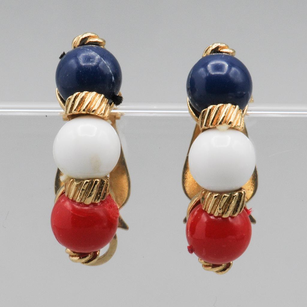 Marvella Red White and Blue Clip Earrings