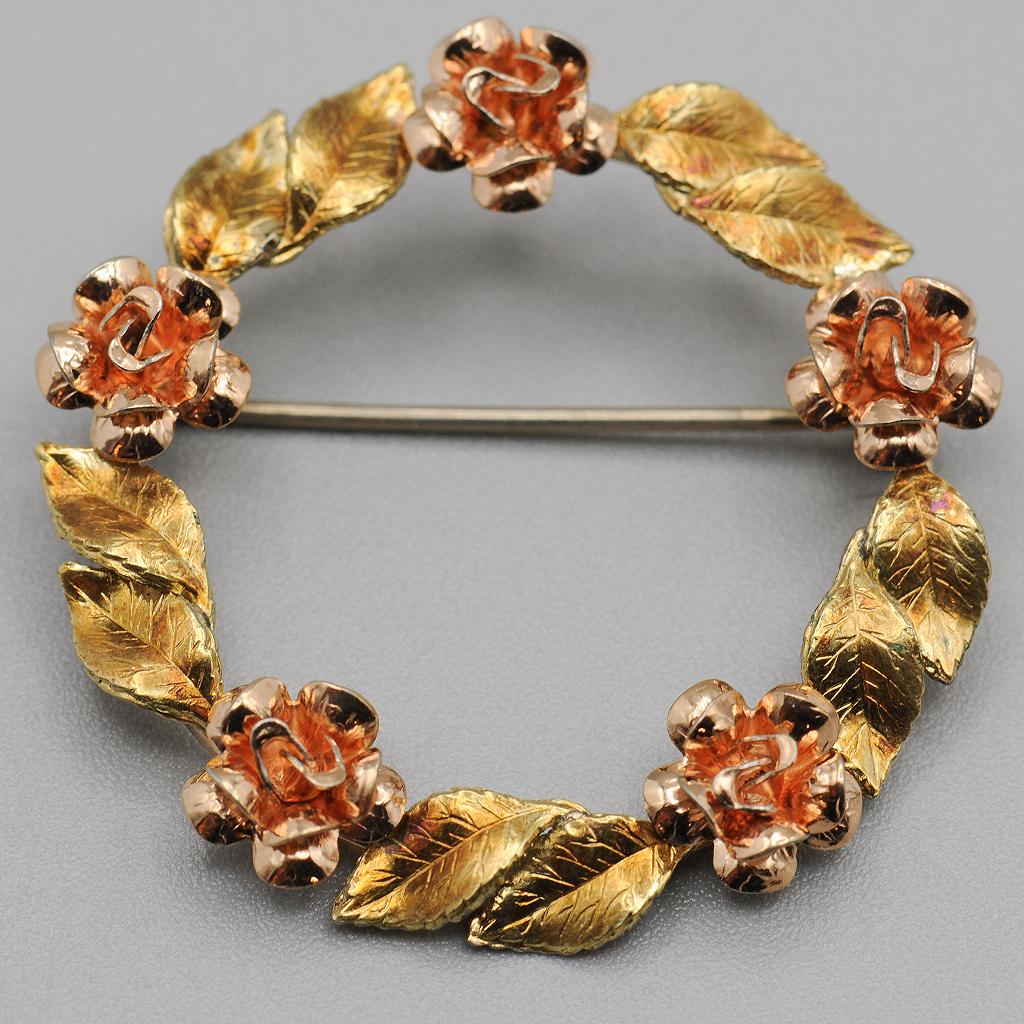 Krementz Wreath Pin - Leaves and Roses