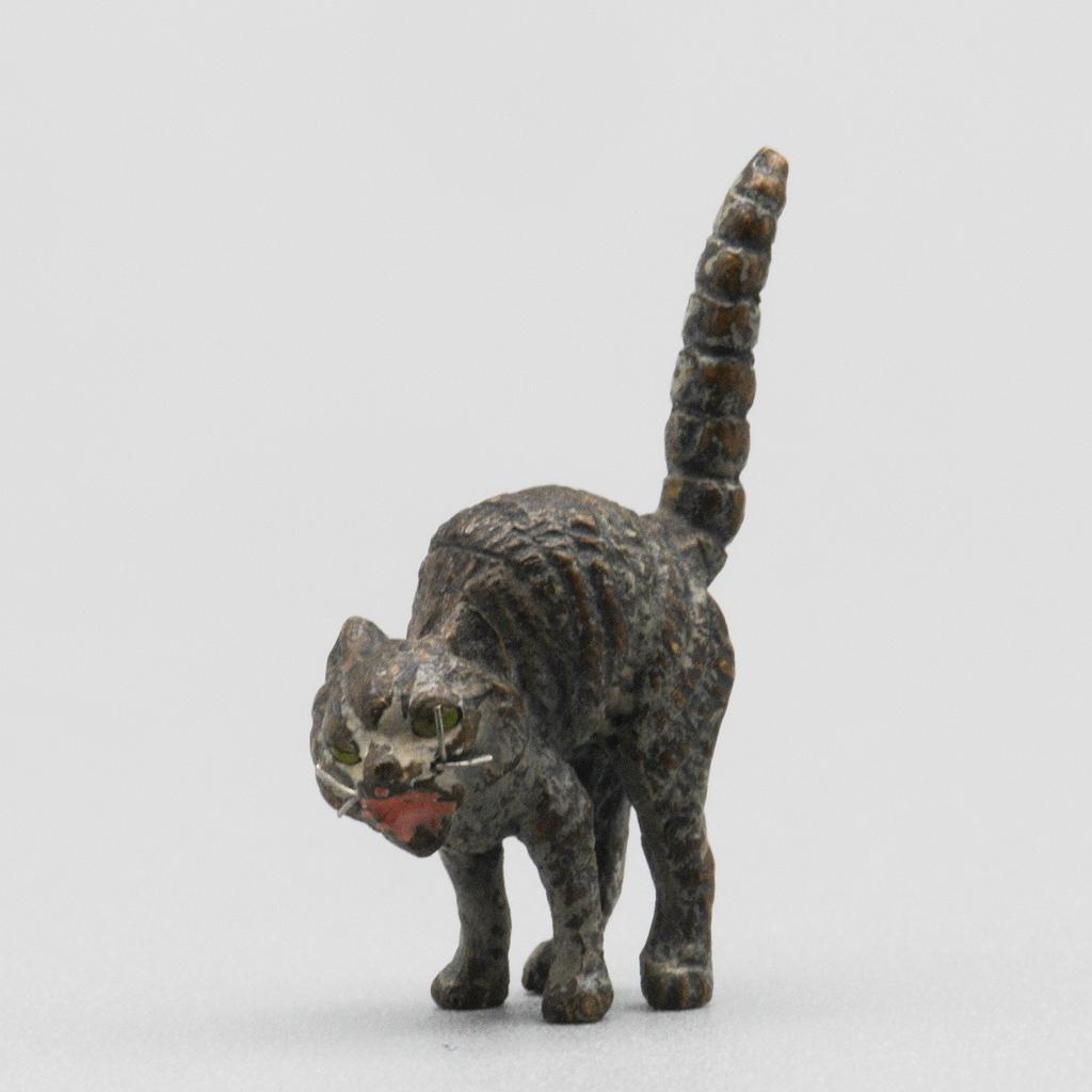 Vintage Miniature Vienna Bronze of an Angry Cat