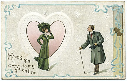 Valentine Postcard with beauty and beau, Wessler