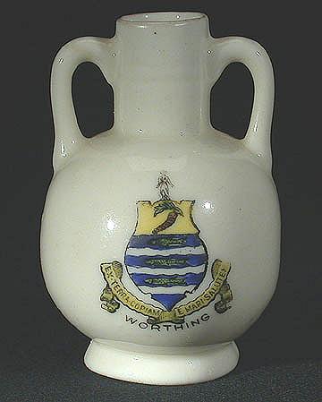 Small Crested China Amphora - Worthing England