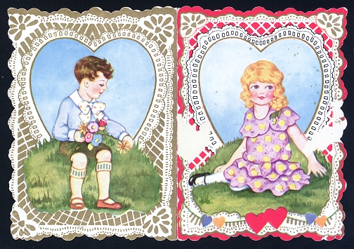 Vintage Valentine Card with Boy and Girl