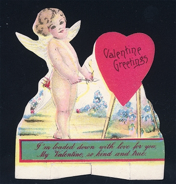 Vintage Valentine Card with Cupid and Heart