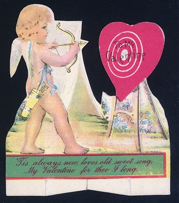 Vintage Valentine Card with Cupid and Heart Target