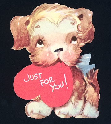 Vintage Gibson Valentine Card - Puppy Dog