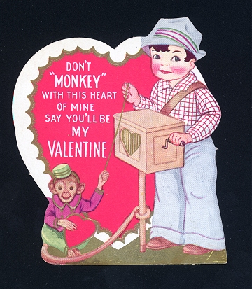 Vintage Valentine Card with Monkey
