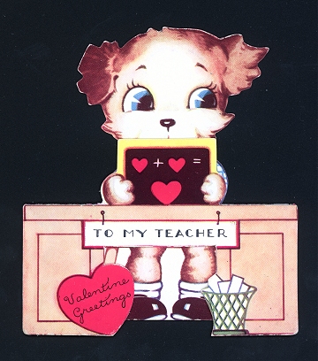 Vintage Fold-Out Valentine Card for Teacher - Puppy