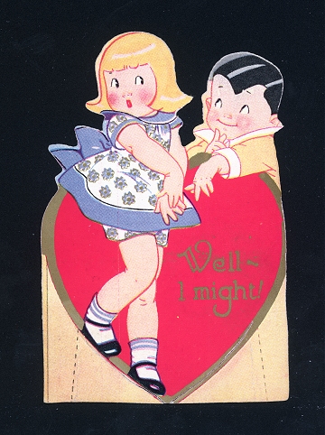 Vintage Valentine Card  with boy and girl