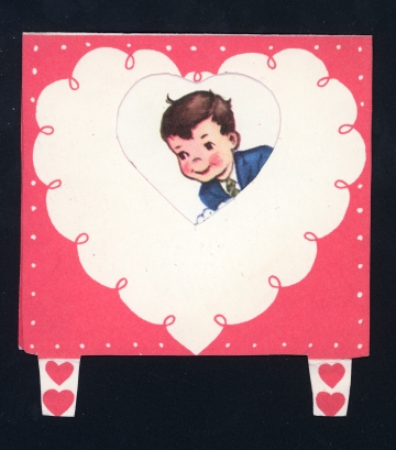 Vintage Valentine Card  fold-out with boy