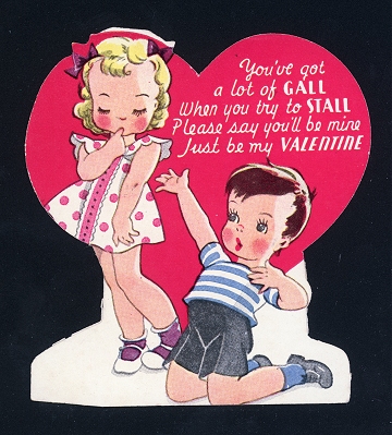 Vintage Valentine Card with boy and girl Americard 110