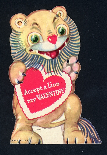 Vintage Valentine Card with Lion