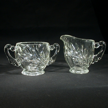 Indiana Glass Oleander Pressed Glass Creamer & Sugar