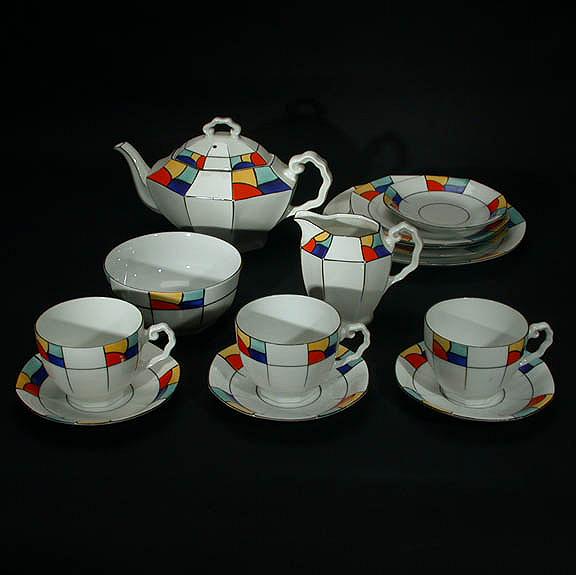 Art Deco Stained Glass Pattern Teaset Tea Set - ME Bavaria