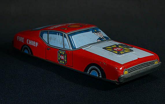 Tin Friction Fire Chief Car - Japan