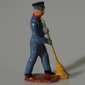 Vintage lead railroad porter with broom - FRANCE