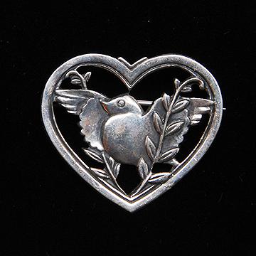 Sterling+Silver+Bird+in+Heart+Pin+Brooch picture 1
