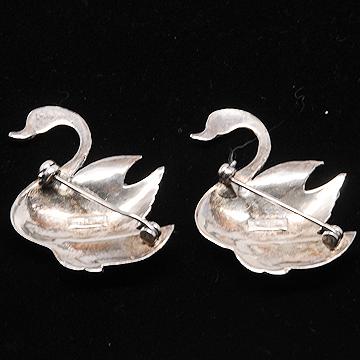 Pair+of+Graceful+Sterling+Silver+Swan+Pin+Brooches picture 2