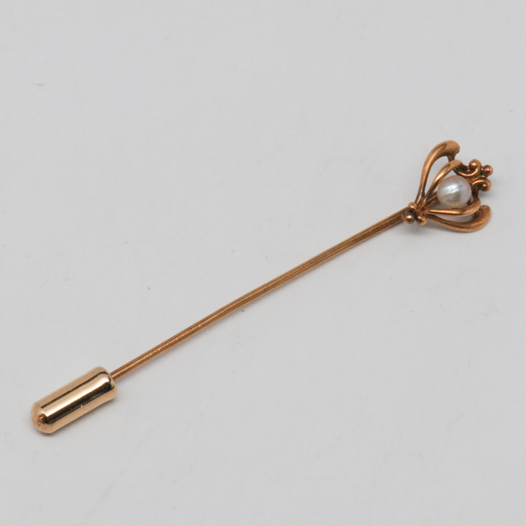 14k+Yellow+Gold+Stick+Pin+or+Tie+Pin+With+Small+Pearl picture 1