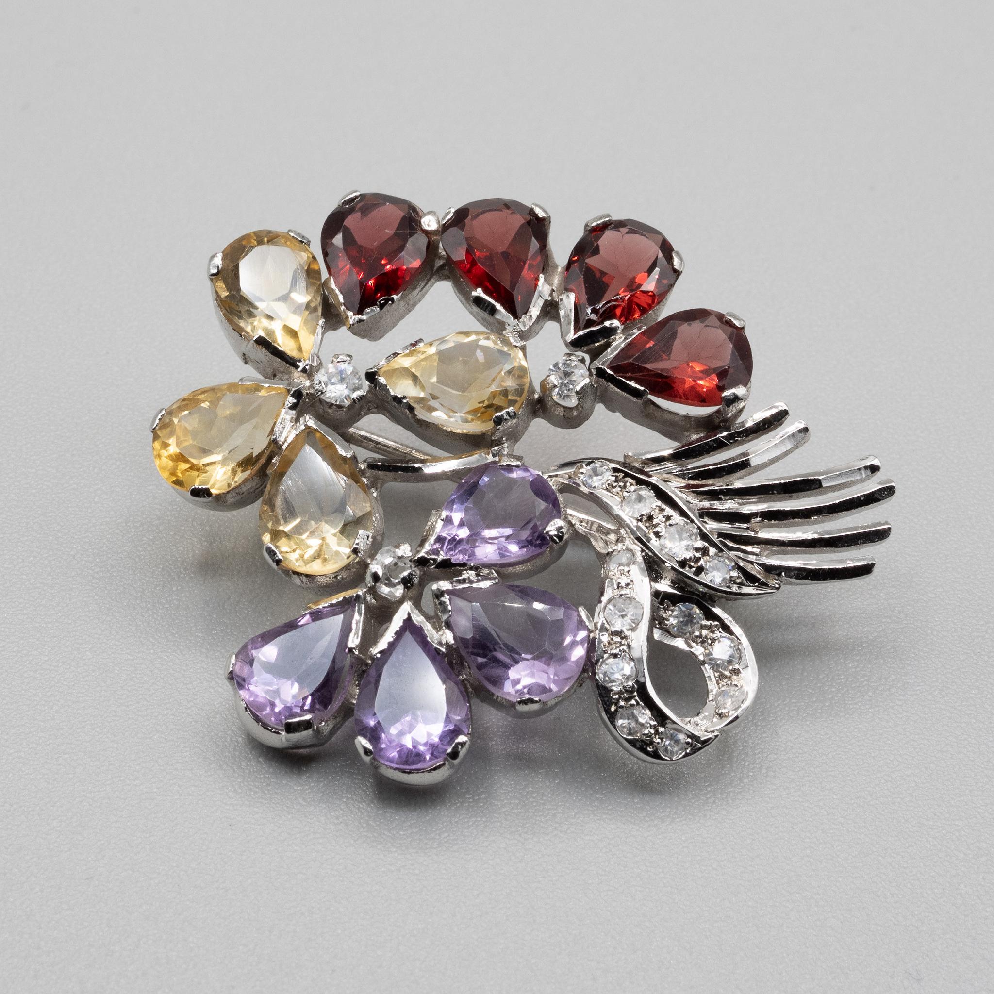 Multi-stone+Brooch+Citrine%2C+Amethyst%2C+Garnet picture 1