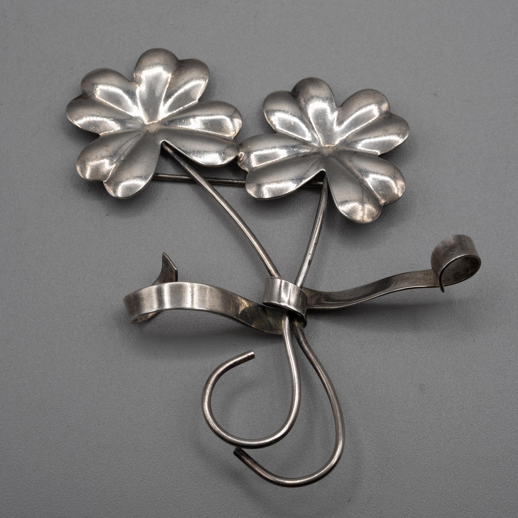 Napier+Sterling+Double+Four+Leaf+Clover+Pin picture 1