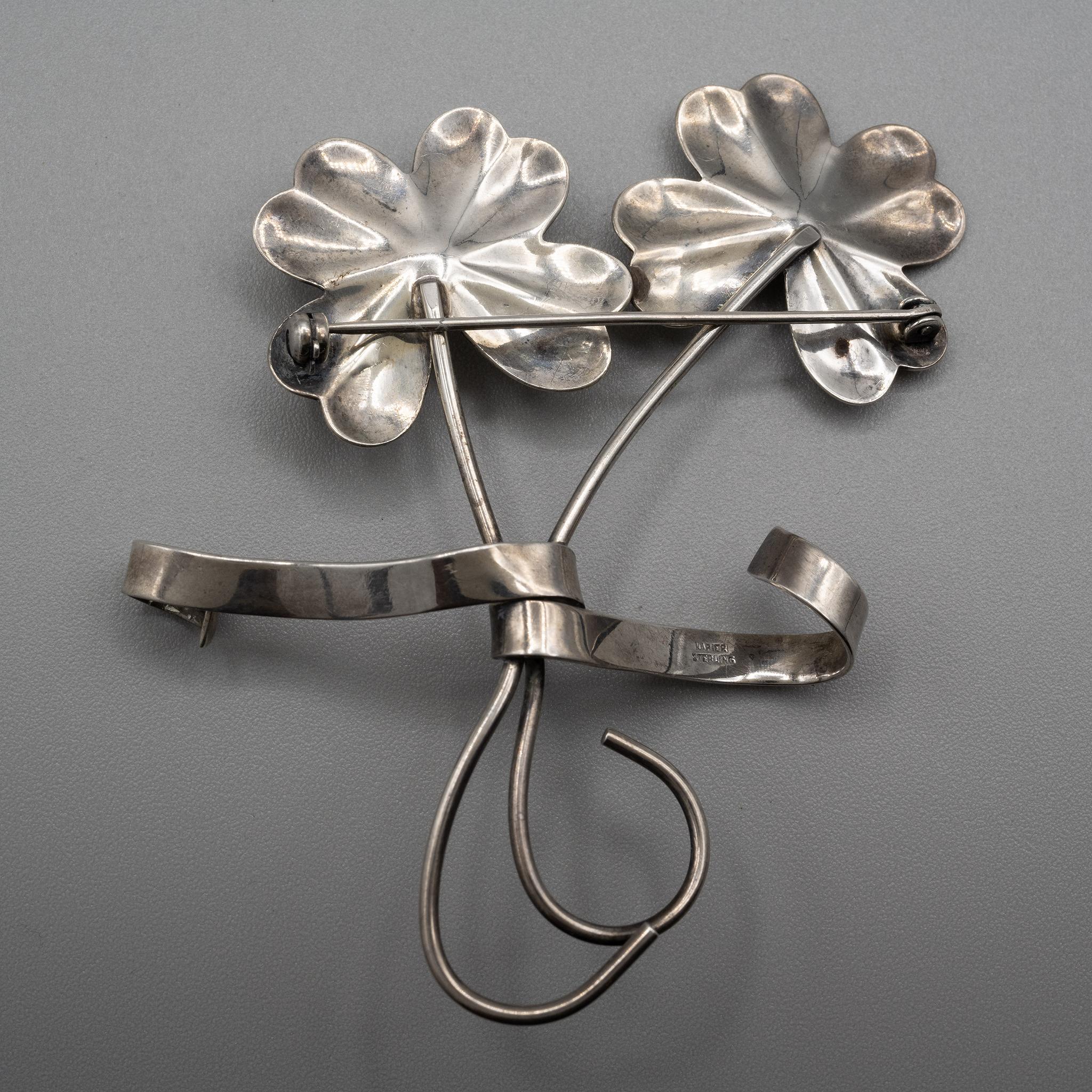 Napier+Sterling+Double+Four+Leaf+Clover+Pin picture 2