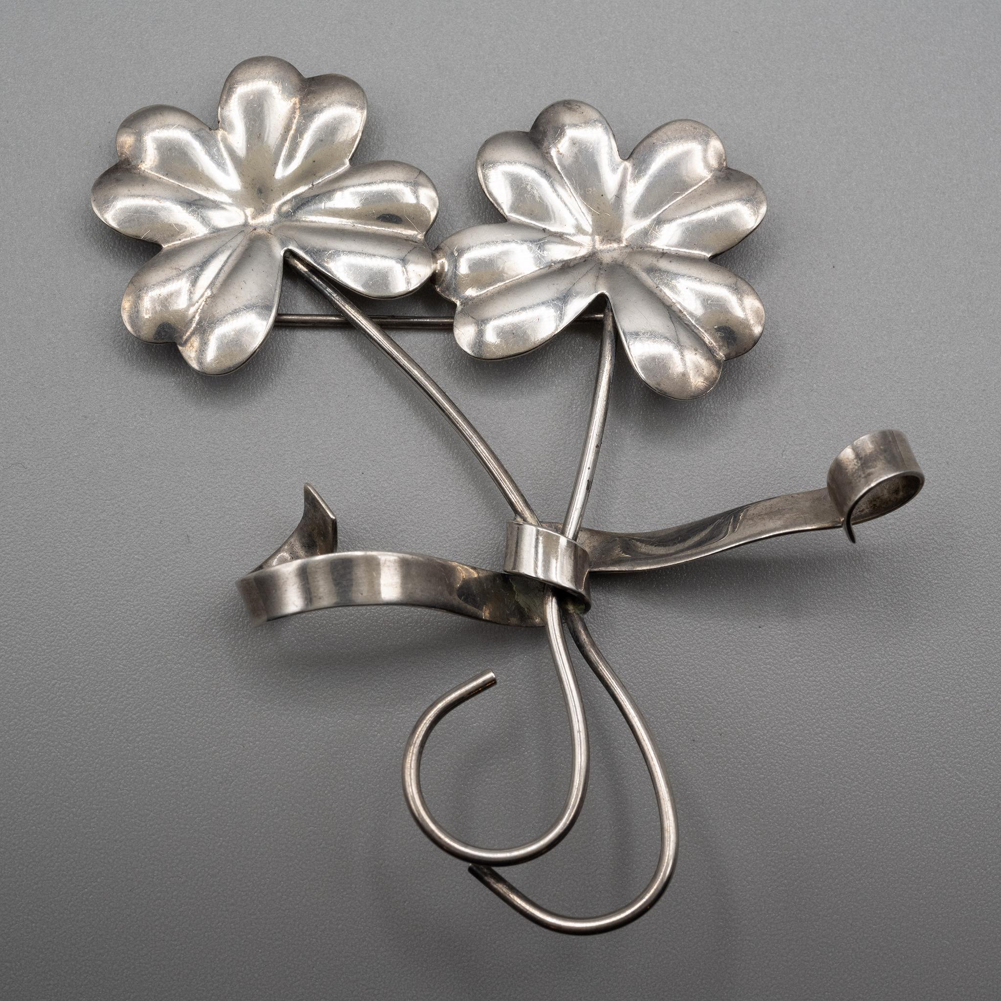 Napier+Sterling+Double+Four+Leaf+Clover+Pin picture 4