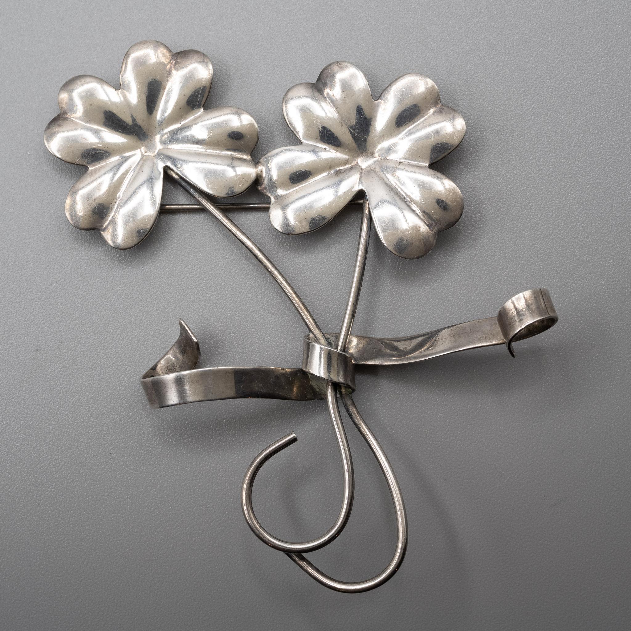 Napier+Sterling+Double+Four+Leaf+Clover+Pin picture 6