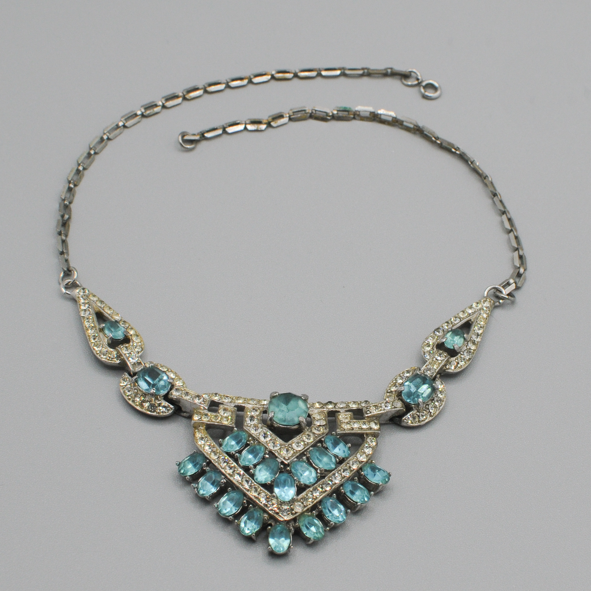 Joseph+Wiesner+Deco+Style+Blue+and+Clear+Necklace picture 1