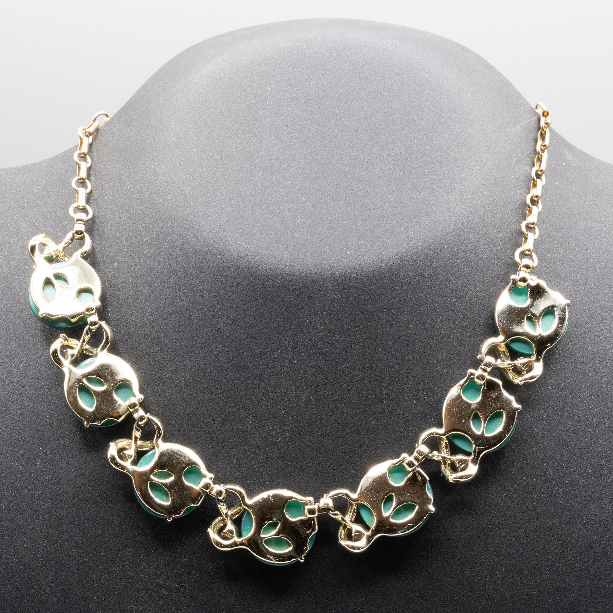 Vintage+Coro+Necklace+-+LARGE+Teal+Plastic+Stones%21 picture 2