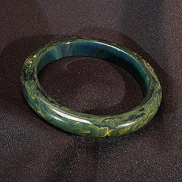 Petite+Smooth+Green+Marbled+Bakelite+Bangle picture 2